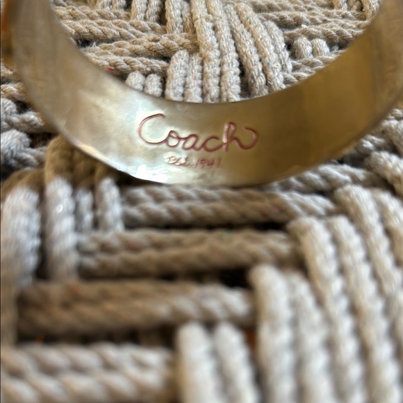 COACH Logo Colorful Enamel Bangle Bracelet Signature Patchwork 1", Gold Tone - Picture 4 of 5